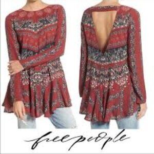 Free People Smooth Talker Tunic in Burgundy/Red S